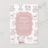 ピンクのおもちゃトイレデジュイベビーシャワーおむつラッフル エンクロージャーカード (正面)