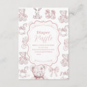 ピンクのおもちゃトイレデジュイベビーシャワーおむつラッフル エンクロージャーカード (正面)
