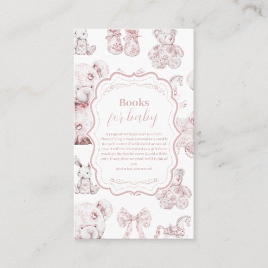 ピンクのおもちゃトイレデジュイ赤ちゃんシャワーブックベビー エンクロージャーカード (正面)