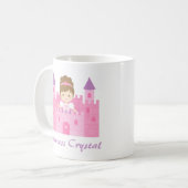 ピンクのお城にいるかわいいお姫様 コーヒーマグカップ (正面左)