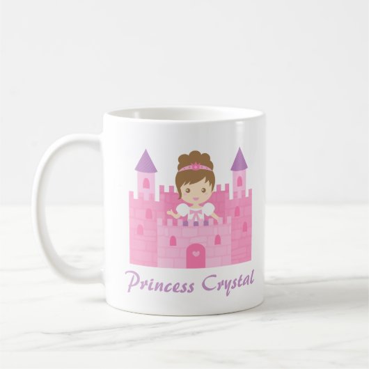 ピンクのお城にいるかわいいお姫様 コーヒーマグカップ (左)