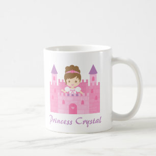 ピンクのお城にいるかわいいお姫様 コーヒーマグカップ