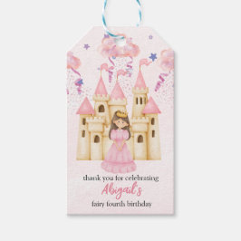 ピンクのお城のプリンセスの誕生日(お姫様・すべての年齢) ギフトタグ