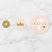 ピンクのお姫様誕生日パーティーのテーブル コンフェッティ (正面)