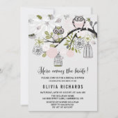 ピンクのお洒落フクロスのブライダルシャワーへの招待 招待状 (正面)