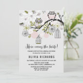 ピンクのお洒落フクロスのブライダルシャワーへの招待 招待状 (スタンド正面)