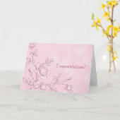 ピンクのお祝いカード カード (黄色い花)