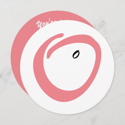 ピンクのお腹かわいい赤ちゃんシャワー招待 招待状 (正面/裏面)