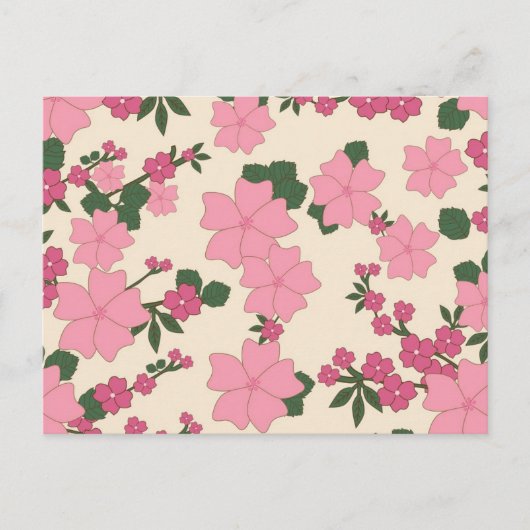 ピンクのお花のデザイン ポストカード (正面)