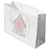 ピンクのお菓子の家のギフトバッグ ラージペーパーバッグ (裏面アングル)