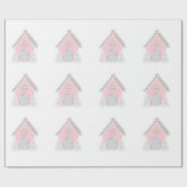 ピンクのお菓子の家の包装紙 ラッピングペーパー (フラット)