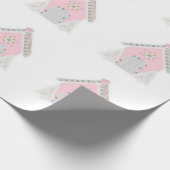 ピンクのお菓子の家の包装紙 ラッピングペーパー (角)