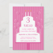 ピンクのお誕生日ケーキと風船|招待状 招待状 (正面)