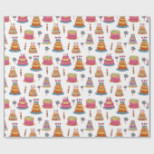 ピンクのお誕生日ケーキパターン ラッピングペーパー (フラット)
