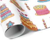 ピンクのお誕生日ケーキパターン ラッピングペーパー (ロールコーナー)