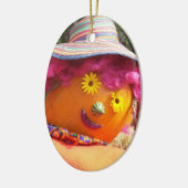 ピンクのかかしの女性 セラミックオーナメント (左)