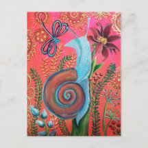 ピンクのかたつむりの絵画