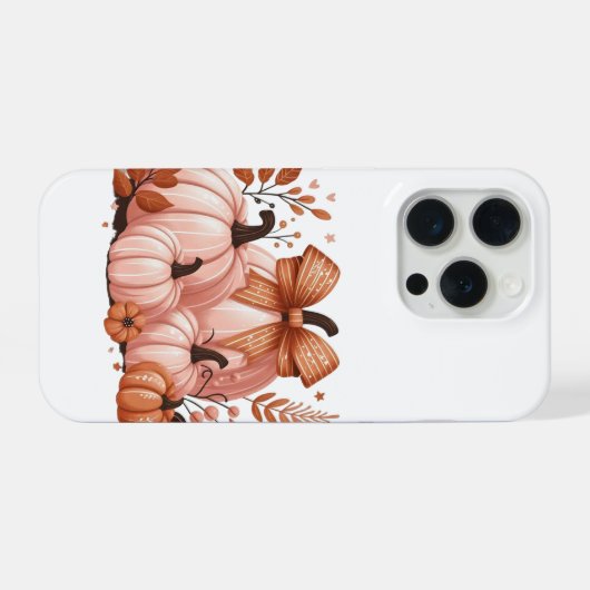 ピンクのかぼちゃとフリルリボンの秋 iPhoneケース (裏面横)