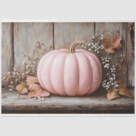 ピンクのかぼちゃと紅葉のデコパージュ 薄葉紙
