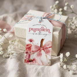ピンクのかぼちゃのベビーシャワー Pumpkin Is On The Way  ギフトタグ