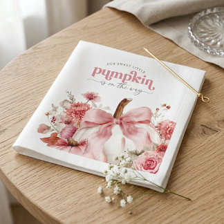 ピンクのかぼちゃのベビーシャワー Pumpkin Is On The Way スタンダードカクテルナプキン