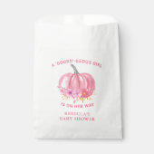 ピンクのかぼちゃの女の子ベビーシャワー フェイバーバッグ (正面)