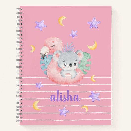 ピンクのかわいいギフト子供へ名パーソナライズされた前 ノートブック (正面)