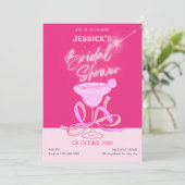 ピンクのかわいいスパークルウォークカクテルブライダルシャワー 招待状 (スタンド正面)