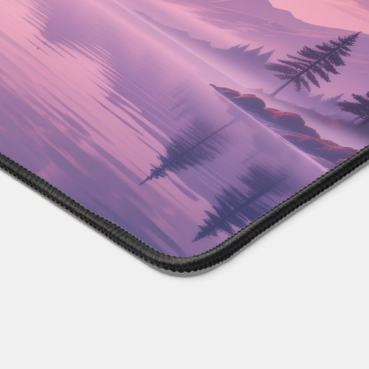 ピンクのかわいいズセーリーンミッドナイト満月の空、川、 デスクマット (コーナー)