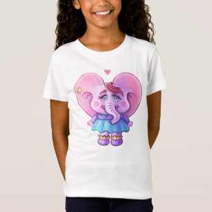ピンクのかわいいゾウの恋 Tシャツ