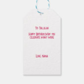 ピンクのかわいいネコのプールパーティーの好意または ギフトタグ (裏面)