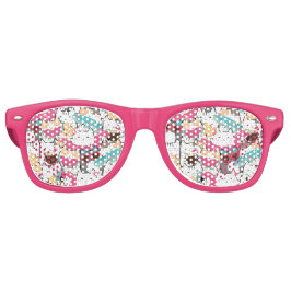 ピンクのかわいいネコのプールパーティーは誕生日 レトロサングラス