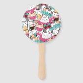 ピンクのかわいいネコのプール誕生日パーティー ハンドファン (裏面)