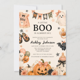 ピンクのかわいいハロウィンベビー・シャワー 招待状