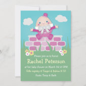 ピンクのかわいいハンプティ・ダンプティのベビーシャワー招待状 招待状 (正面)