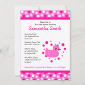 ピンクのかわいいピンクのアヒルちゃんはベビーシャワーの招待に点を打ちます 招待状 (正面)