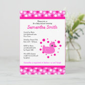 ピンクのかわいいピンクのアヒルちゃんはベビーシャワーの招待に点を打ちます 招待状 (スタンド正面)