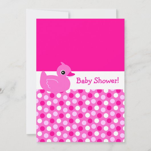 ピンクのかわいいピンクのアヒルちゃんはベビーシャワーの招待に点を打ちます 招待状 (裏面)