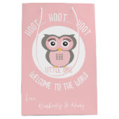 ピンクのかわいいフクロフクロフオットフオットワールドへようこそ ミディアムペーパーバッグ (正面)