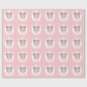 ピンクのかわいいフクロフクロフオットフオットワールドへようこそ ラッピングペーパー (フラット)