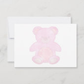 ピンクのかわいいベアの名入れデザイン ノートカード (裏面)