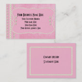 ピンクのかわいいボタンクロスステッチの名刺 名刺 (正面/裏面)