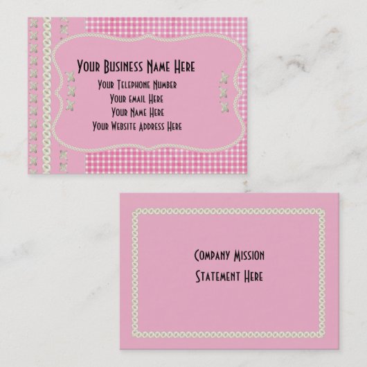 ピンクのかわいいボタンクロスステッチの名刺 名刺 (正面/裏面)