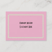 ピンクのかわいいボタンクロスステッチの名刺 名刺 (裏面)