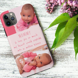 ピンクのかわいいママの詩と赤ちゃん女の子の写真2枚 iPhone 11 PRO MAXケース