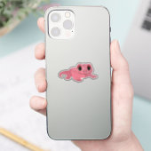ピンクのかわいいヤモリデカール シール (スマートフォン)