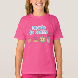 ピンクのかわいい勉強準備完了 はじめましての学校へ Tシャツ