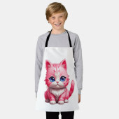 ピンクのかわいい子ネコ エプロン (着用した状態)