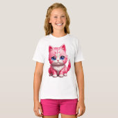 ピンクのかわいい子ネコ Tシャツ (正面フル)
