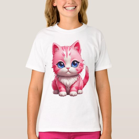 ピンクのかわいい子ネコ Tシャツ (正面)